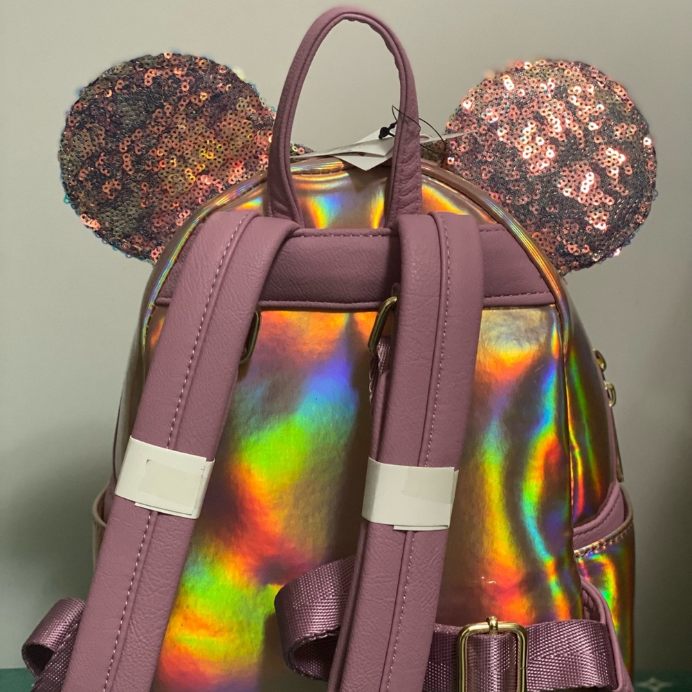 LOUNGEFLY Disney Parks 50th Anniversary Pink Sequin Backpack & FREE EARS - Picture 2 of 2